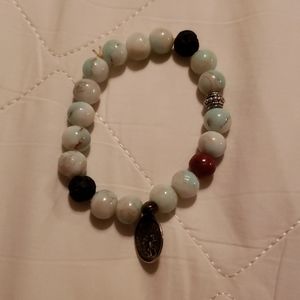 NWOT Marble & Lava Bead Bracelet w/ Coin Accent